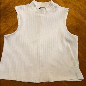 Marks & Spencer White Sleeveless Ribbed Tee
